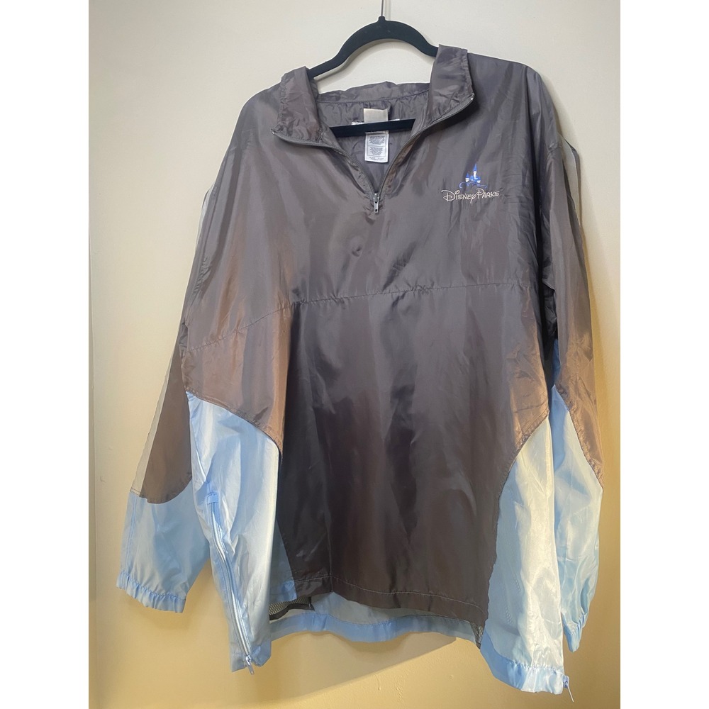 Disney Parks Quarter zip Blue rain coat packable lightweight reflective XL‎ XXL